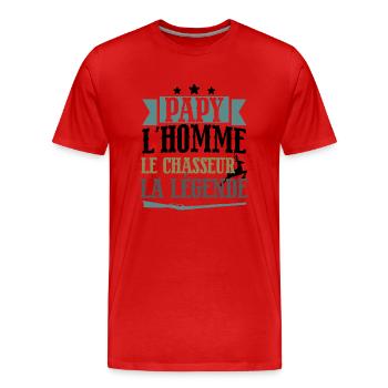 Papy l'homme le chasseur légende cadeau retraite - T-shirt bio Premium Homme - rouge - Devant - Damien (186cm)