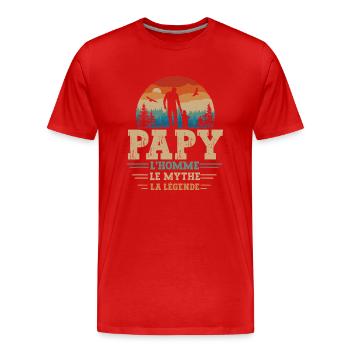Papy l'homme le mythe la légende cadeau papy drôle - T-shirt bio Premium Homme - rouge - Devant - Damien (186cm)