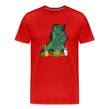 Veggie Einhorn - Männer Premium Bio T-Shirt - Rot - Vorne - Damien (186cm)