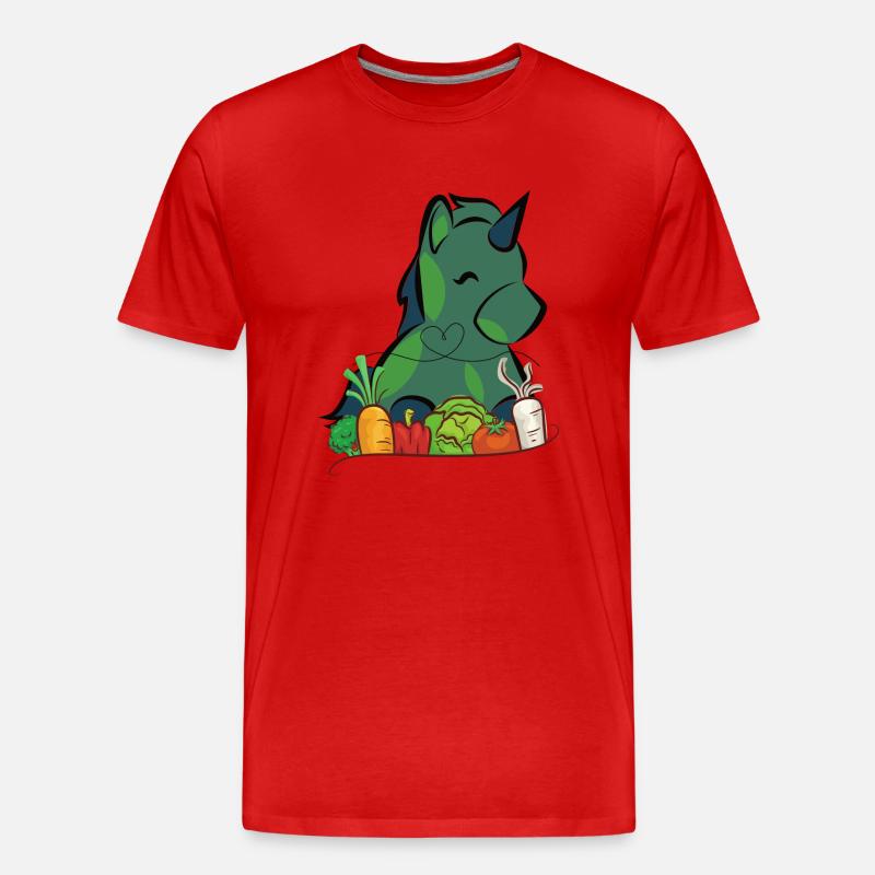 Veggie Einhorn - Männer Premium Bio T-Shirt - Rot