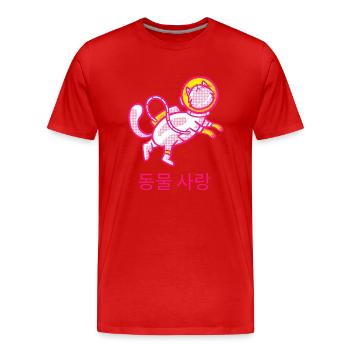 Space Cat - T-shirt bio Premium Homme - rouge - Devant - Damien (186cm)