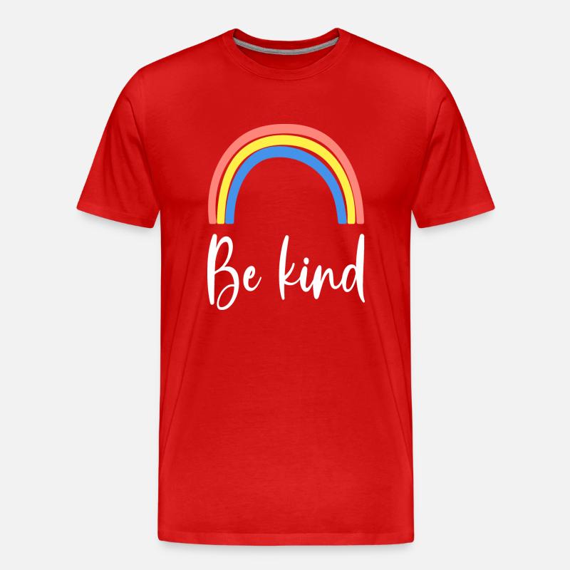 Be Kind Rainbow - Männer Premium Bio T-Shirt - Rot