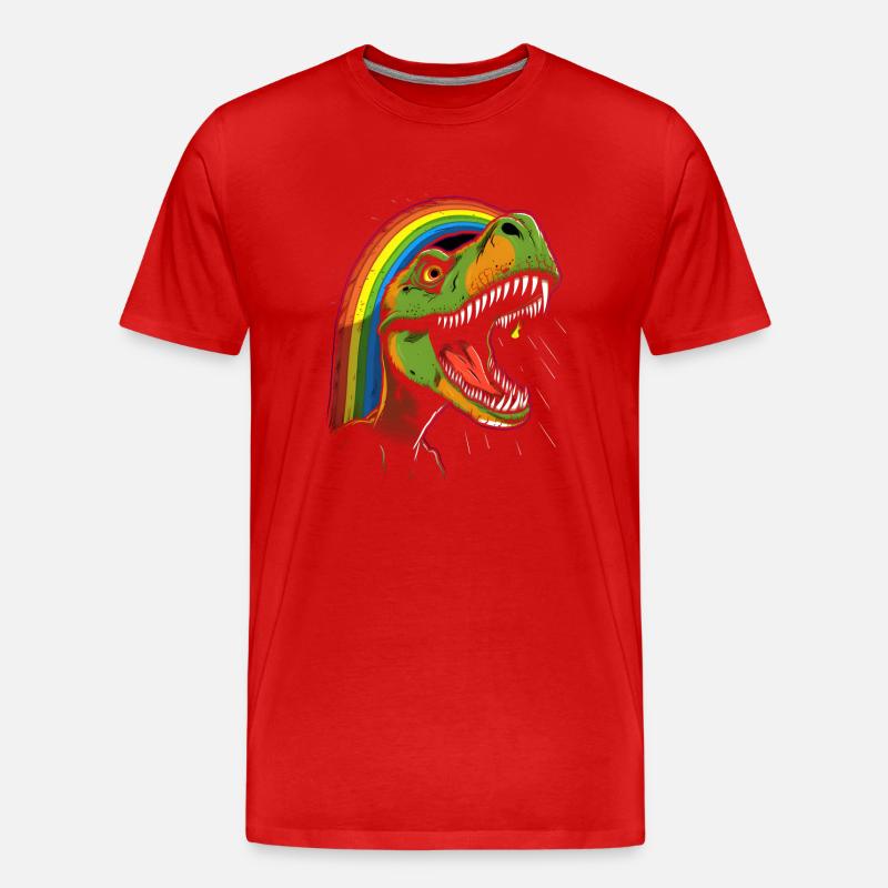 Regenbogen Tyrannosaurus - Männer Premium Bio T-Shirt - Rot
