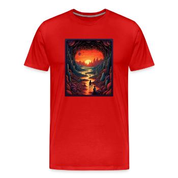 Voyage magique - T-shirt bio Premium Homme - rouge - Devant - Damien (186cm)