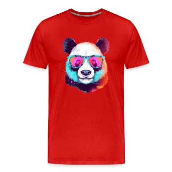 Koka the bespectacled panda - Men's Premium Organic T-Shirt - red - Front - Damien (186cm)