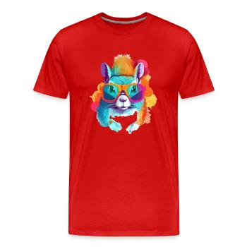 Tim l'écureuil à lunettes - T-shirt bio Premium Homme - rouge - Devant - Damien (186cm)