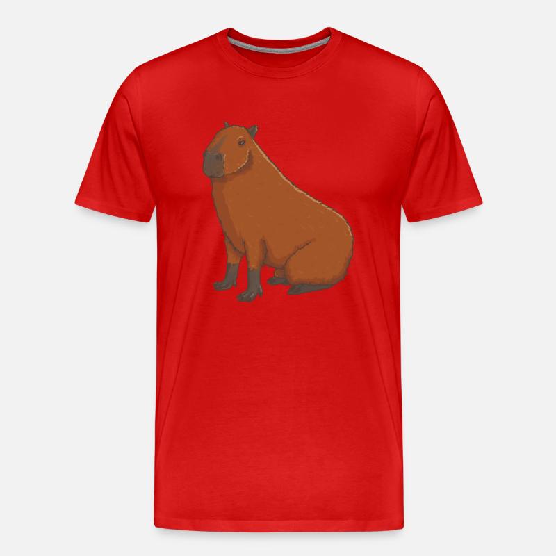Capybara sitzt - Männer Premium Bio T-Shirt - Rot