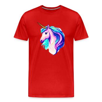 Licorne Mythique Animal Licorne Fille Licornes - T-shirt bio Premium Homme - rouge - Devant - Damien (186cm)