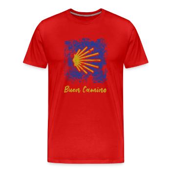 Buen Camino Camino de Santiago - Pèlerinage - Santiago - T-shirt bio Premium Homme - rouge - Devant - Damien (186cm)