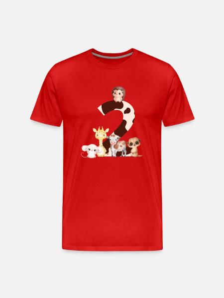 2nd Anniversary - Second Anniversary Animals - Men's Premium Organic T-Shirt - red
