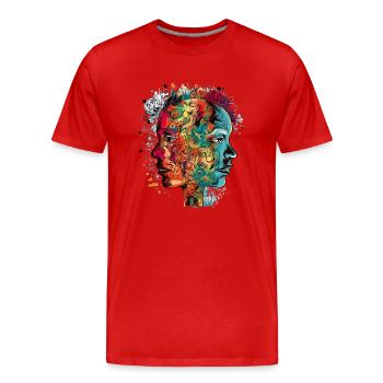 Double portraits - T-shirt bio Premium Homme - rouge - Devant - Damien (186cm)