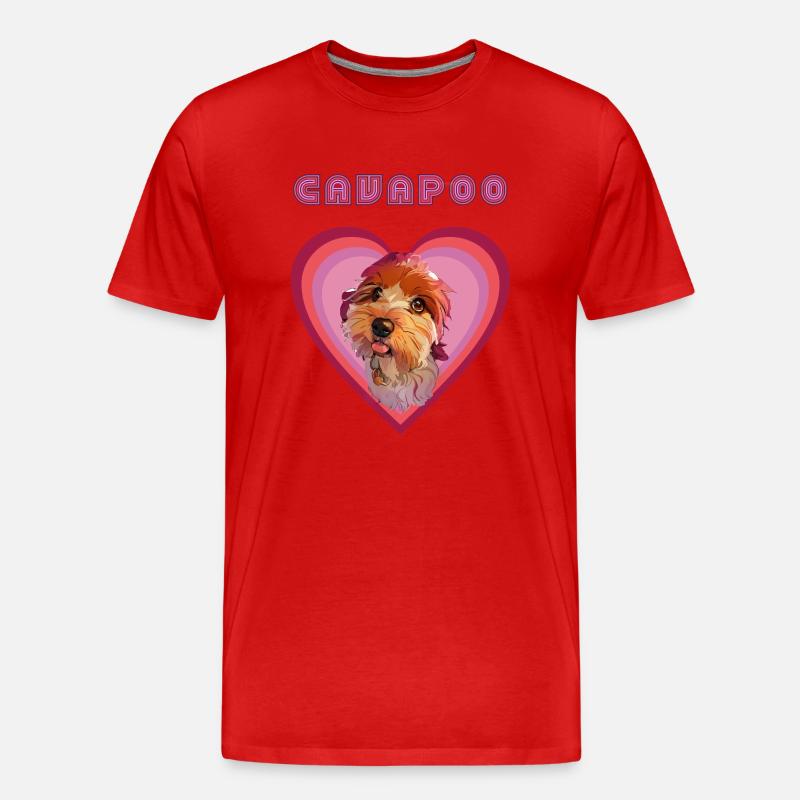 Cavapoo-Herz (Pflaume) - Männer Premium Bio T-Shirt - Rot