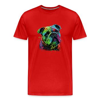 Bouledogue anglais Pop Art I Dog Lover I Splash Art - T-shirt bio Premium Homme - rouge - Devant - Damien (186cm)