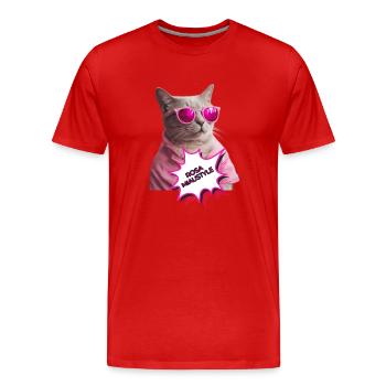 Rosa Miaustyle - Männer Premium Bio T-Shirt - Rot - Vorne - Damien (186cm)