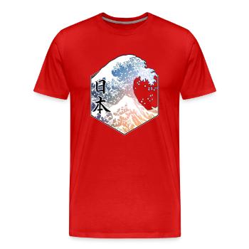 Hokusai - T-shirt bio Premium Homme - rouge - Devant - Damien (186cm)