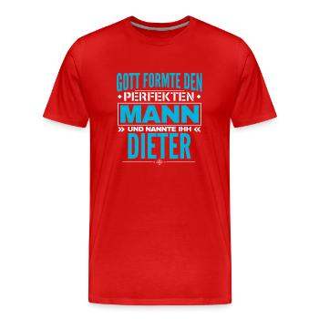 Dieter Name Design - Männer Premium Bio T-Shirt - Rot - Vorne - Damien (186cm)