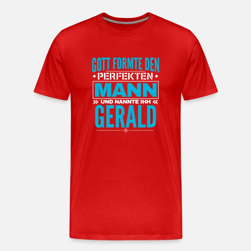 Gerald Name Design - Männer Premium Bio T-Shirt - Rot