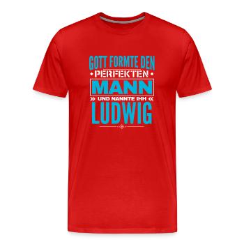 Ludwig Name Design - Männer Premium Bio T-Shirt - Rot - Vorne - Damien (186cm)