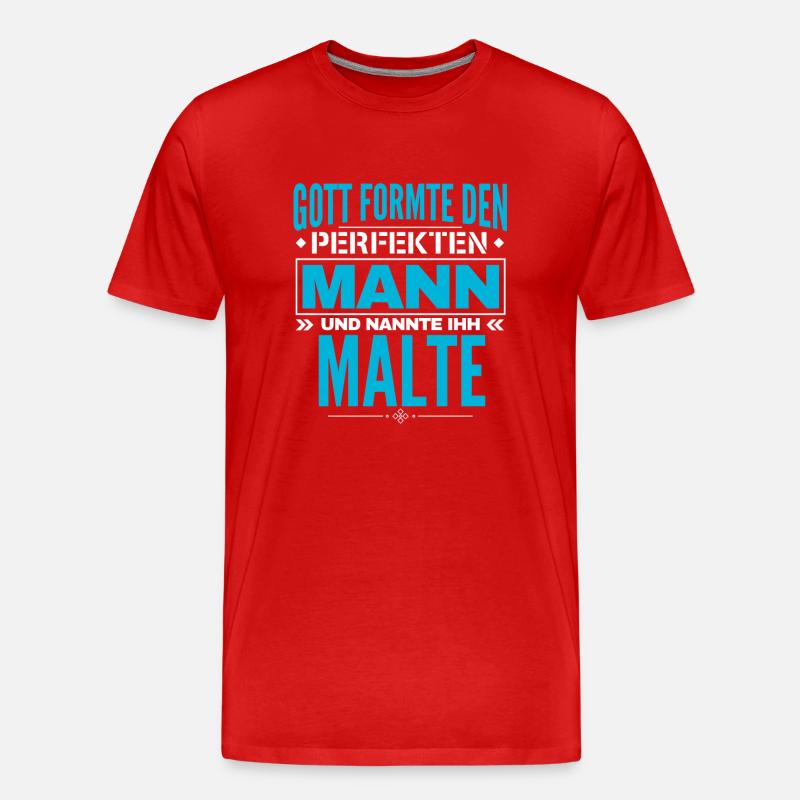 Malte Name Design - Männer Premium Bio T-Shirt - Rot