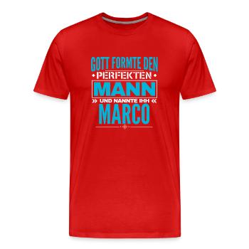 Marco Name Design - Männer Premium Bio T-Shirt - Rot - Vorne - Damien (186cm)