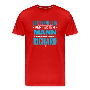 Richard Name Design - Männer Premium Bio T-Shirt - Rot - Vorne - Damien (186cm)