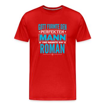 Roman Name Design - Männer Premium Bio T-Shirt - Rot - Vorne - Damien (186cm)