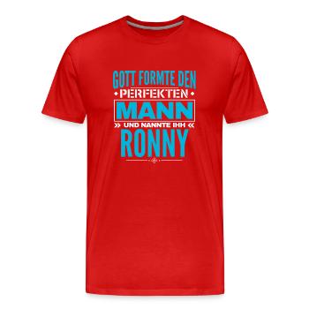 Ronny Name Design - Männer Premium Bio T-Shirt - Rot - Vorne - Damien (186cm)