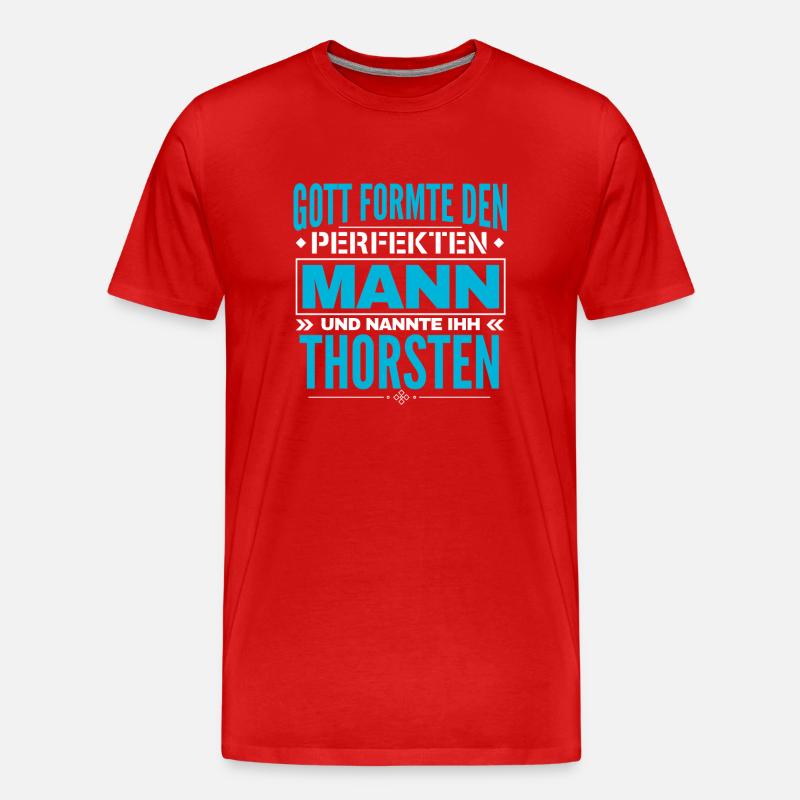 Thorsten Name Design - Männer Premium Bio T-Shirt - Rot