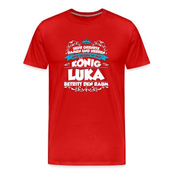 Luka Name Design - Männer Premium Bio T-Shirt - Rot - Vorne - Damien (186cm)