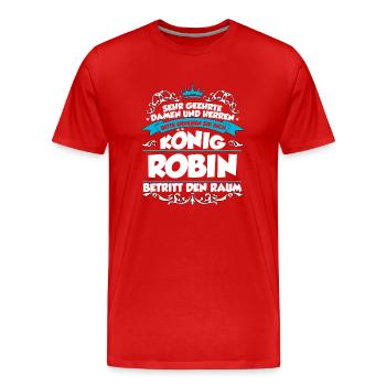 Robin Name Design - Männer Premium Bio T-Shirt - Rot - Vorne - Damien (186cm)