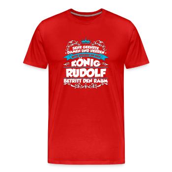 Rudolf Name Design - Männer Premium Bio T-Shirt - Rot - Vorne - Damien (186cm)