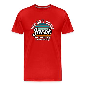 Jacob - Männer Premium Bio T-Shirt - Rot - Vorne - Damien (186cm)