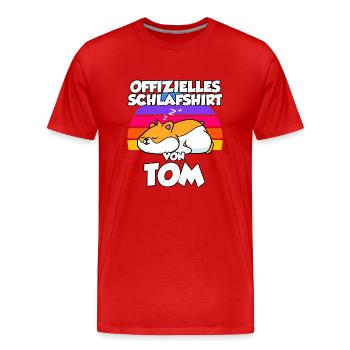 Offizielles Schlafshirt Von Tom - Männer Premium Bio T-Shirt - Rot - Vorne - Damien (186cm)