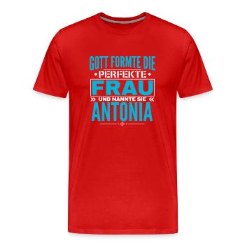 Antonia Name Design - Männer Premium Bio T-Shirt - Rot - Vorne - Damien (186cm)