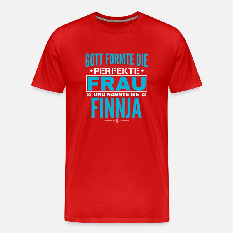 Finnja Name Design - Männer Premium Bio T-Shirt - Rot