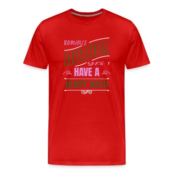 Idée présente blog Creativewriting auteur rat de bibliothèque - T-shirt bio Premium Homme - rouge - Devant - Damien (186cm)