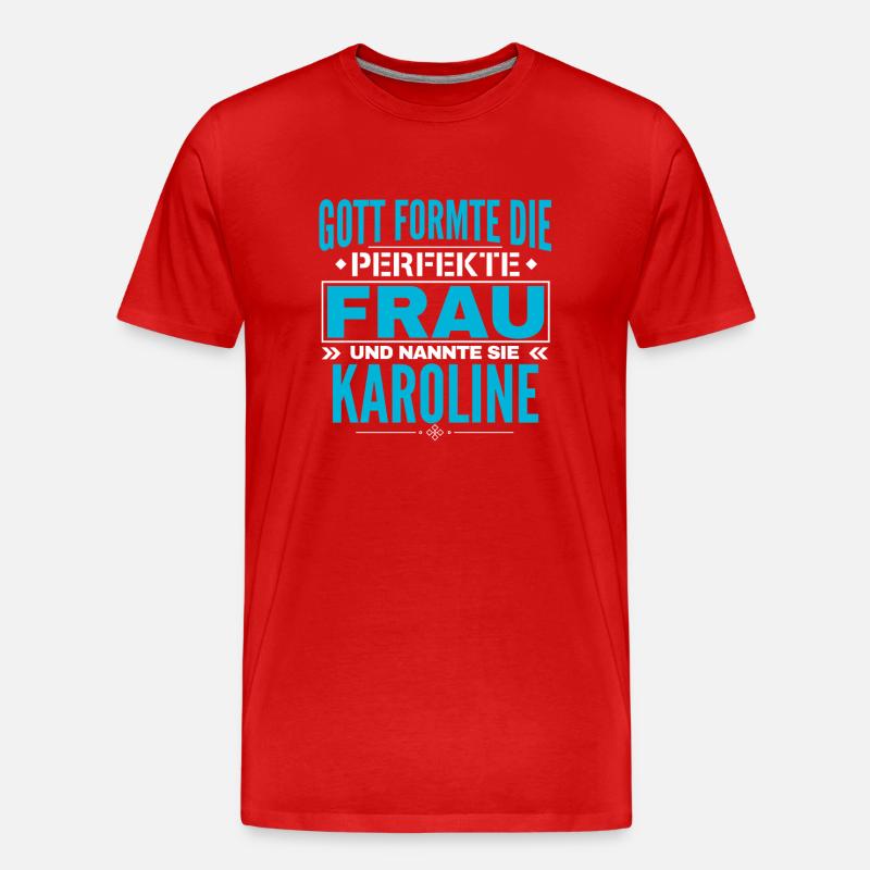 Karoline Name Design - Männer Premium Bio T-Shirt - Rot