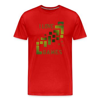Jeux d’amour - T-shirt bio Premium Homme - rouge - Devant - Damien (186cm)