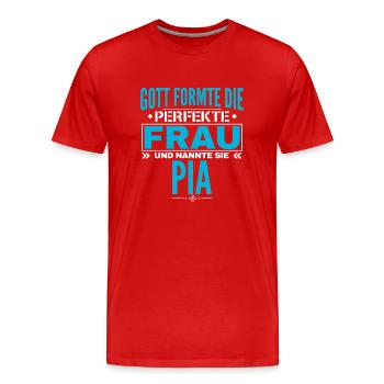 Conception du nom Pia - T-shirt bio Premium Homme - rouge - Devant - Damien (186cm)
