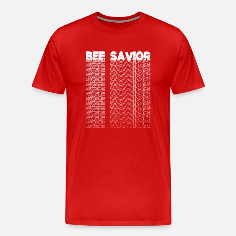 bee-friendly plants statement present idea - Männer Premium Bio T-Shirt - Rot