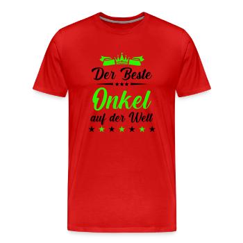 Best uncle in the whole world - Men's Premium Organic T-Shirt - red - Front - Damien (186cm)