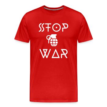 STOP WAR - Men's Premium Organic T-Shirt - red - Front - Damien (186cm)