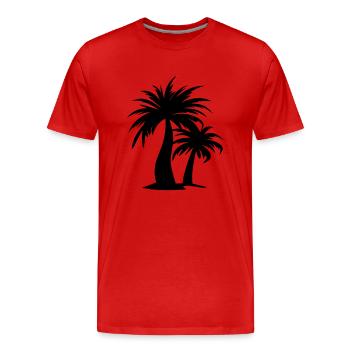 palm tree - Men's Premium Organic T-Shirt - red - Front - Damien (186cm)