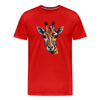 girafe - T-shirt bio Premium Homme - rouge - Devant - Damien (186cm)