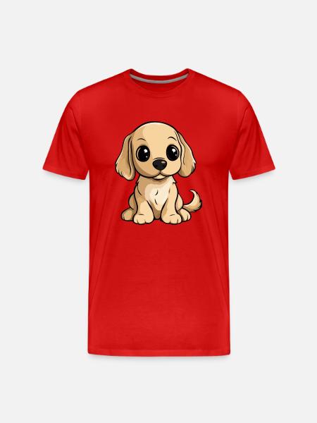 Cocker Spaniel Hund Comic Niedlich - Männer Premium Bio T-Shirt - Rot