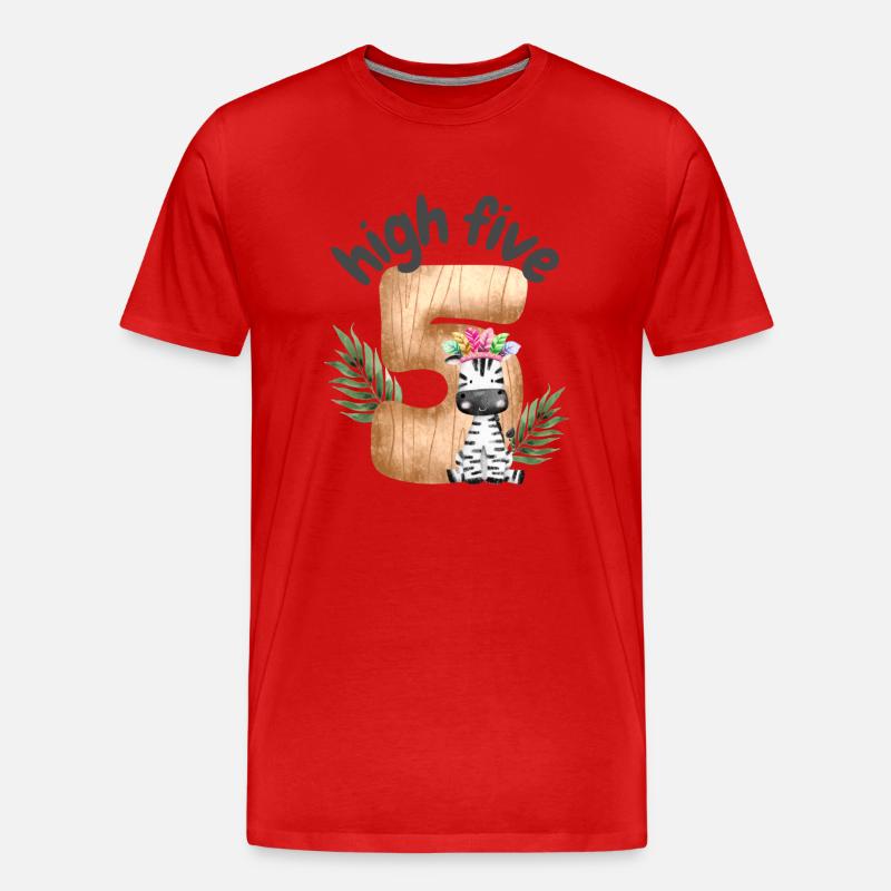 High Five Zebra Safari - Männer Premium Bio T-Shirt - Rot