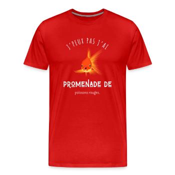 J’peux pas j’ai promenade de poissons rouges - T-shirt bio Premium Homme - rouge - Devant - Damien (186cm)