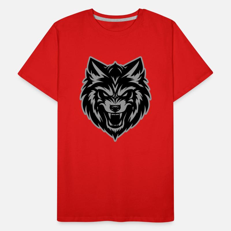 Wolf Kopf Männer Premium Bio T-Shirt