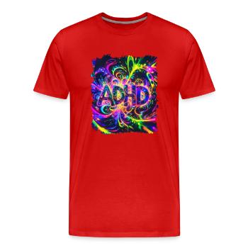 TDAH psychodélique drôle coloré mignon - T-shirt bio Premium Homme - rouge - Devant - Damien (186cm)