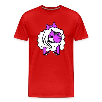 mouton offensé fille femme mauvais œil joli - T-shirt bio Premium Homme - rouge - Devant - Damien (186cm)